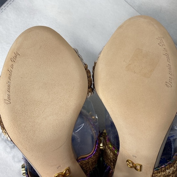 DOLCE & GABBANA‎ Keira Raffia Fringe & Crystal Embellished Sandal In Multi IT40 - Picture 9 of 9